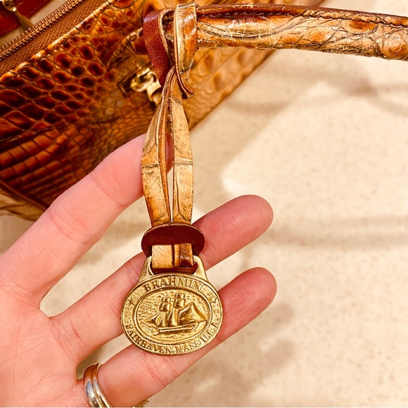 Brahmin Melbourne Baguette Croc Pecan brown Shoulder Handbag Bag - Picture 15 of 15